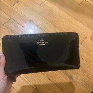 Coach Glossy Black Leather wallet